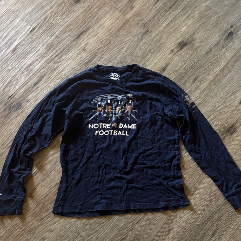 Kids Notre Dame Football Navy Blue Long Sleeve Shirt